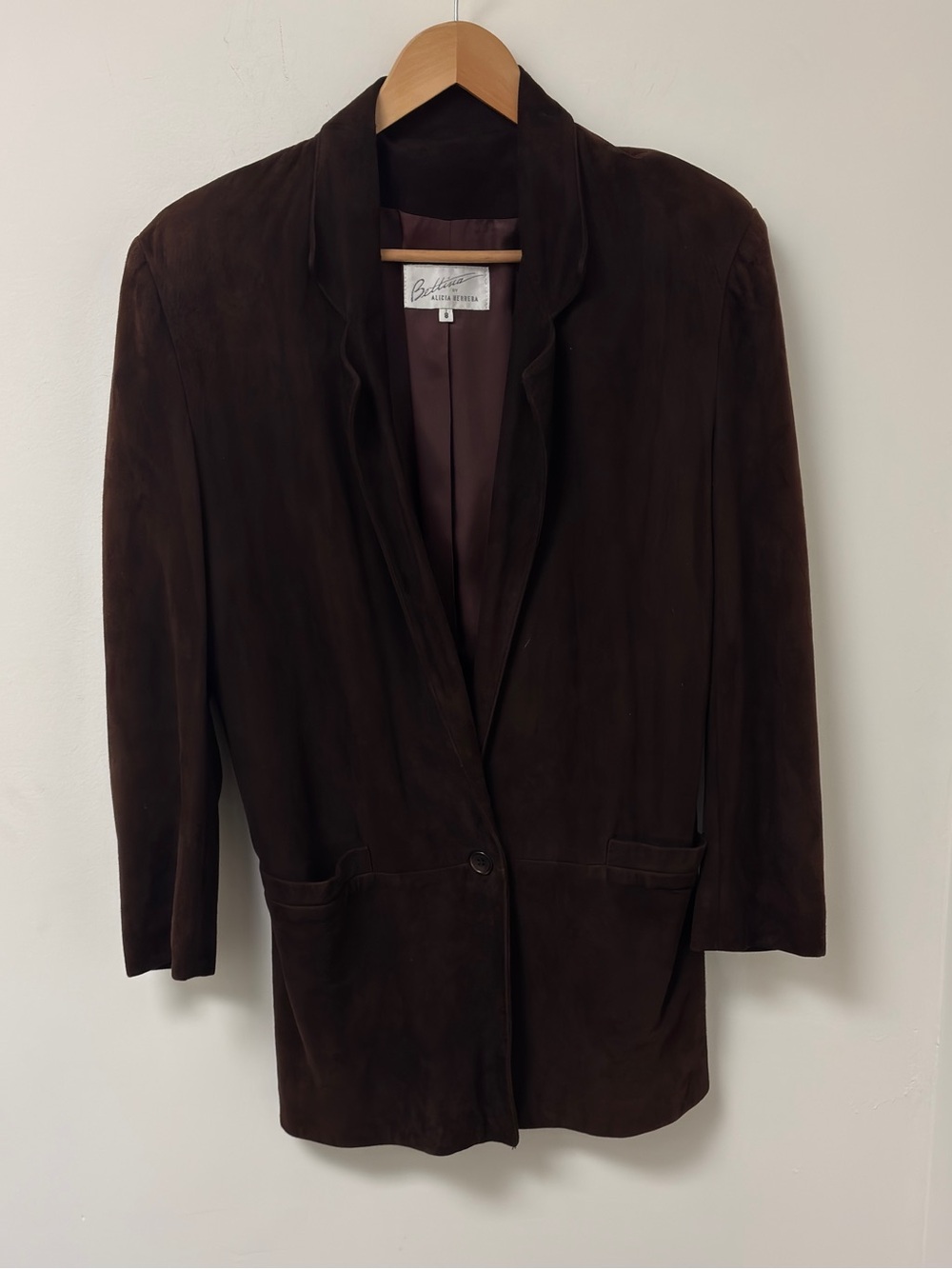Women's Brown Suede Single-Button Blazer Jacket